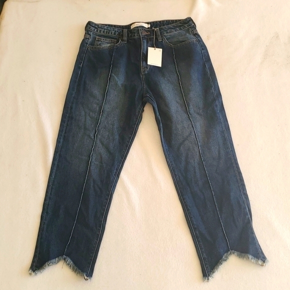 NEW Hidden Jeans Tracey High-Rise Straight Crop Sharkbite Hem Size 31 - Picture 2 of 13